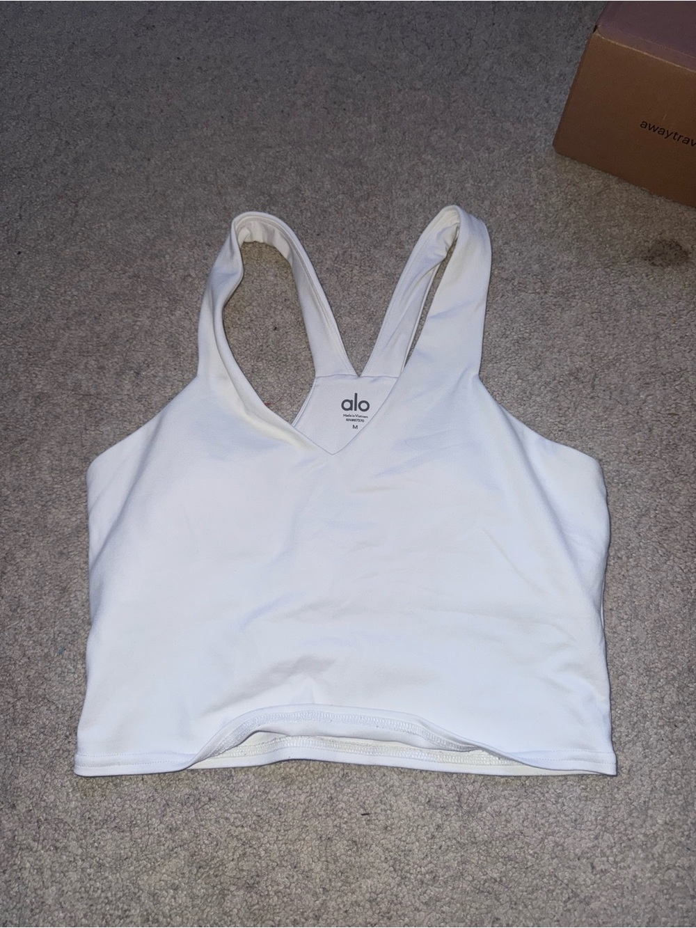 ALO Yoga White V-Neck Cropped Camisole